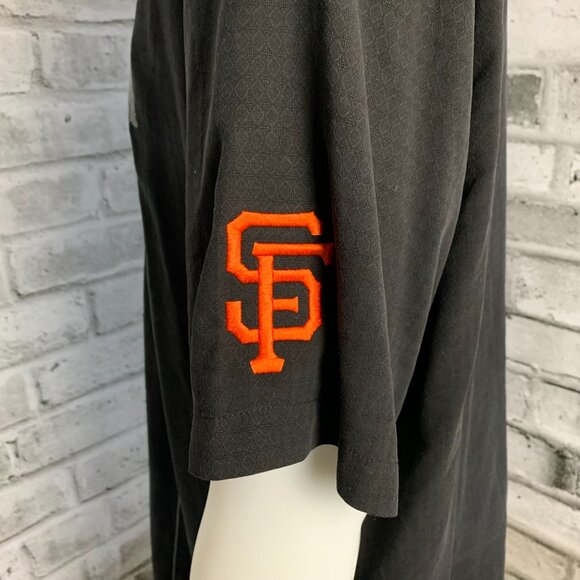 Tommy Bahama Baseball San Francisco Giants Button Up Shirt Mens XL Black Silk - Picture 7 of 11